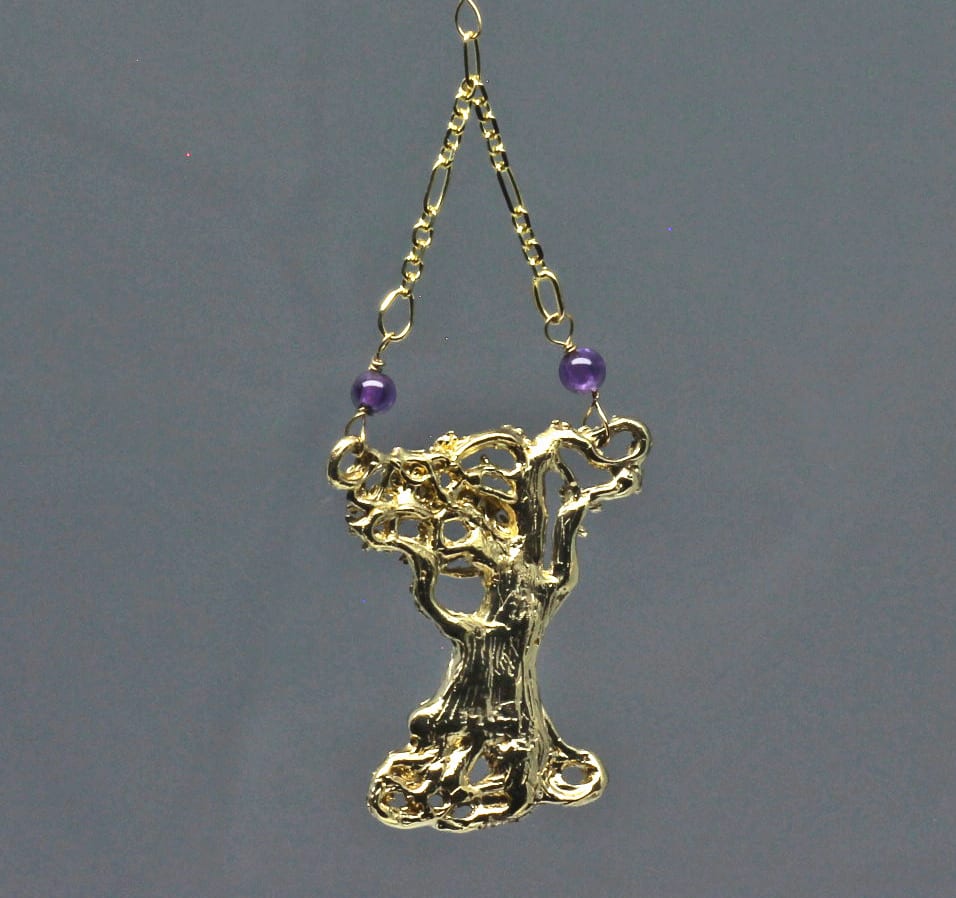 Spring maiden pendant amethysts and ruby in 14K - Image 2