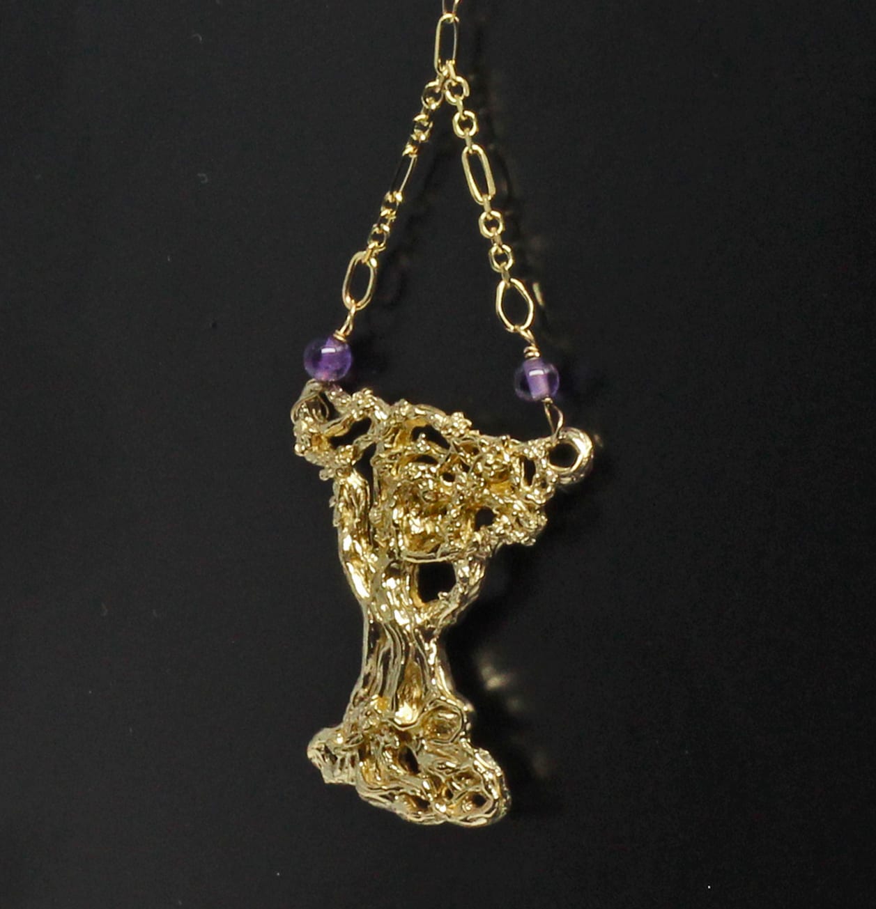 Spring maiden pendant amethysts and ruby in 14K - Image 3