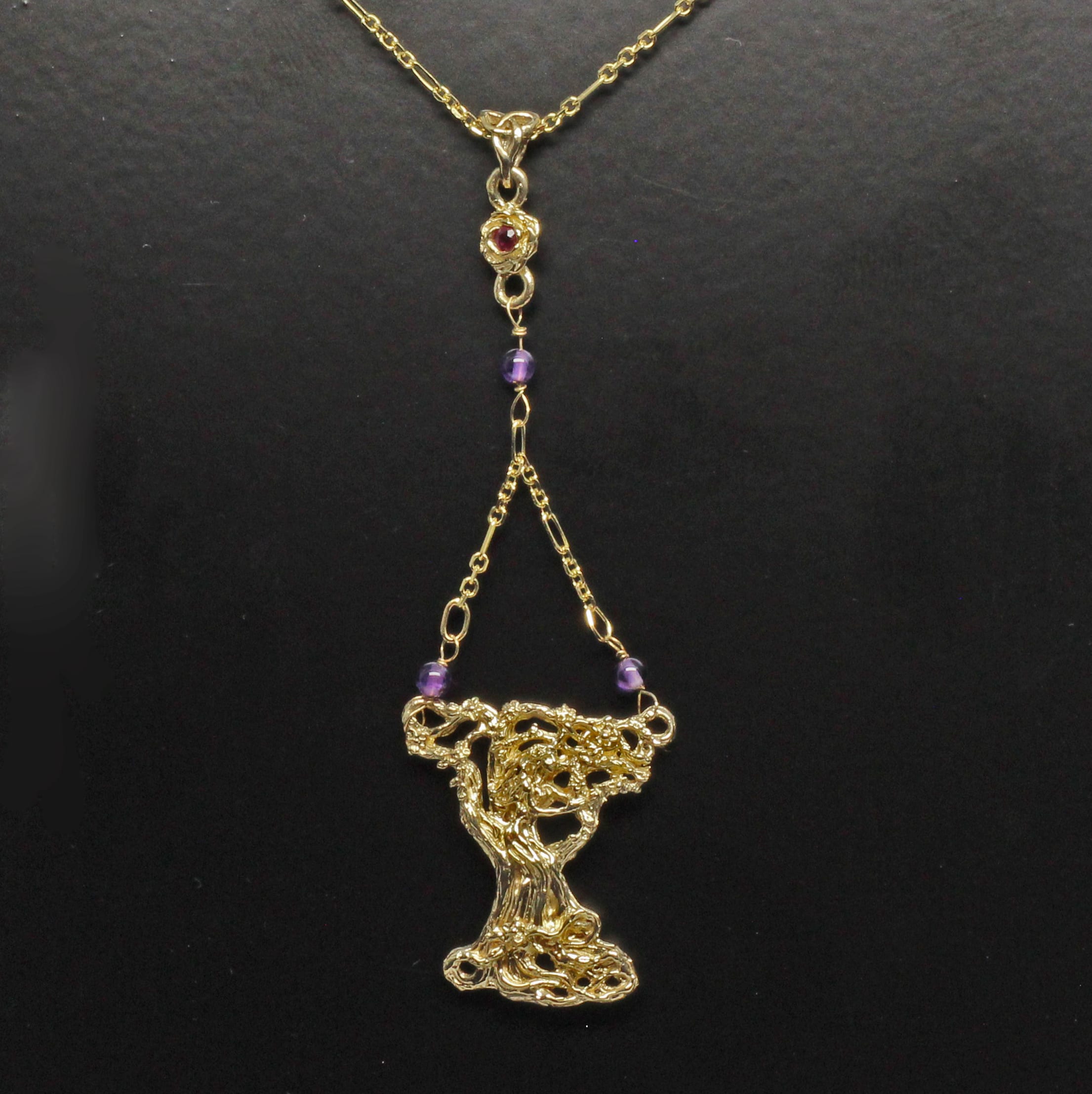 Spring maiden pendant amethysts and ruby 6