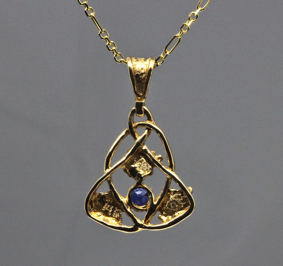 Art Nouveau sapphire pendant in 14K - Image 2