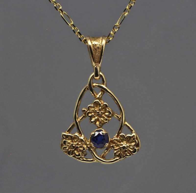 flower art nouveau sapphire pendant