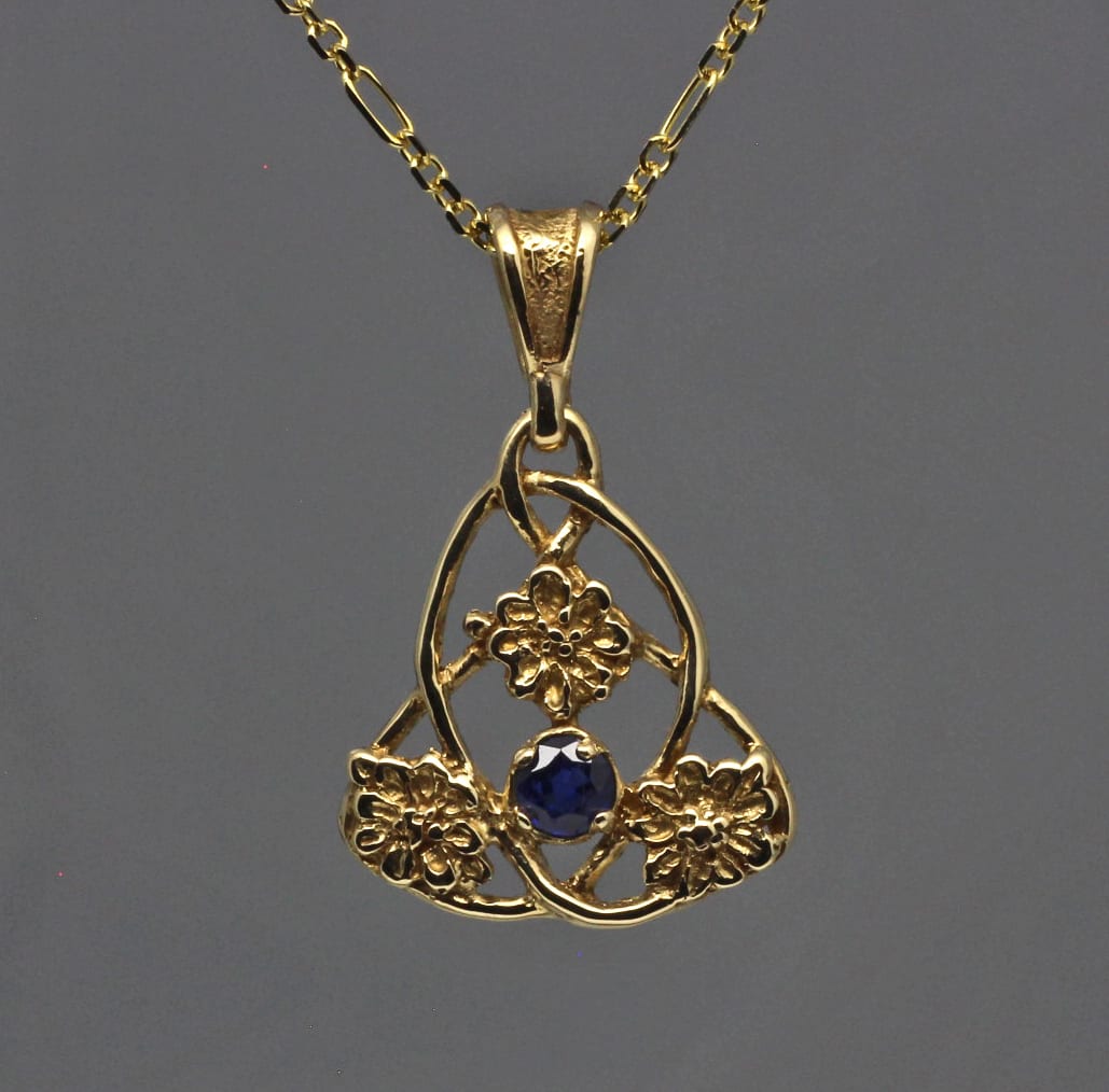 flower art nouveau sapphire pendant