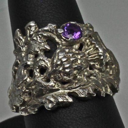 Scottish amethyst thistle ring