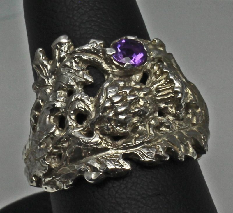Scottish amethyst thistle ring