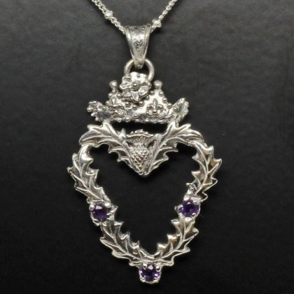 Scottish thistle and amethysts pendant