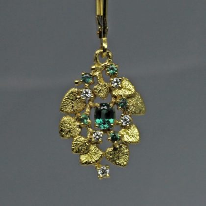 Silver birch alexandrite and diamond earrings