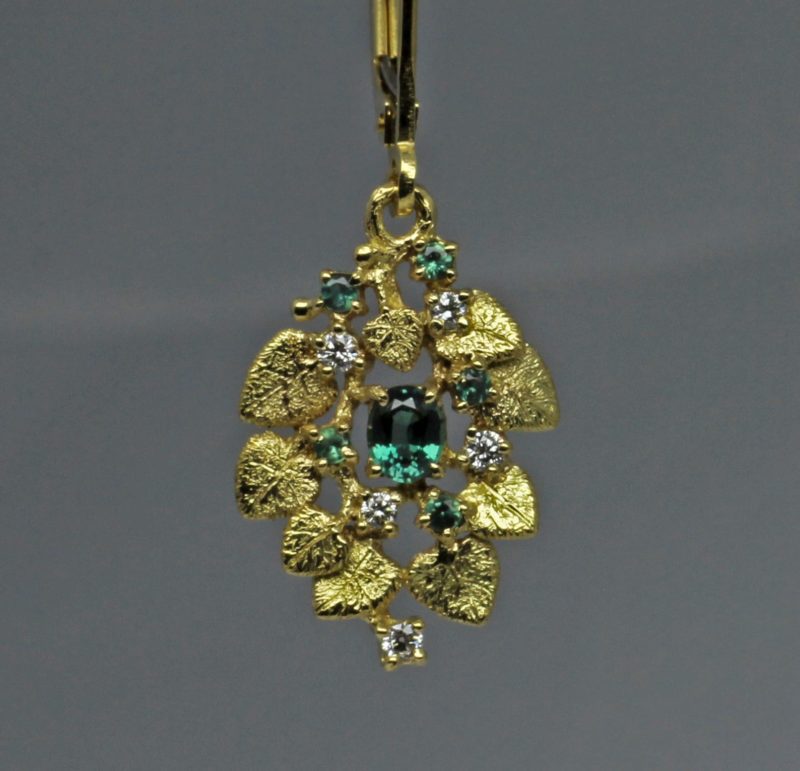 Silver birch alexandrite and diamond earrings