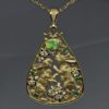 Dancing Bunnies opal pendant in 14K with emeralds and diamonds by George