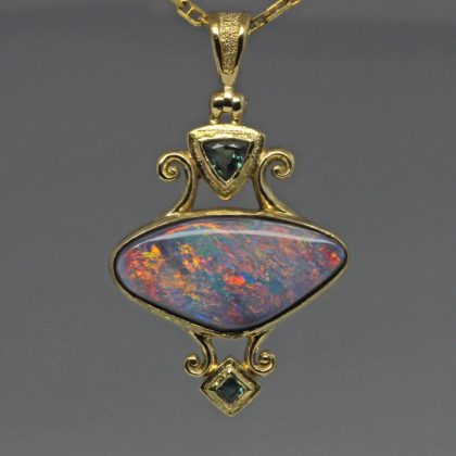 Black Opal and Russian Alexandrite Pendant