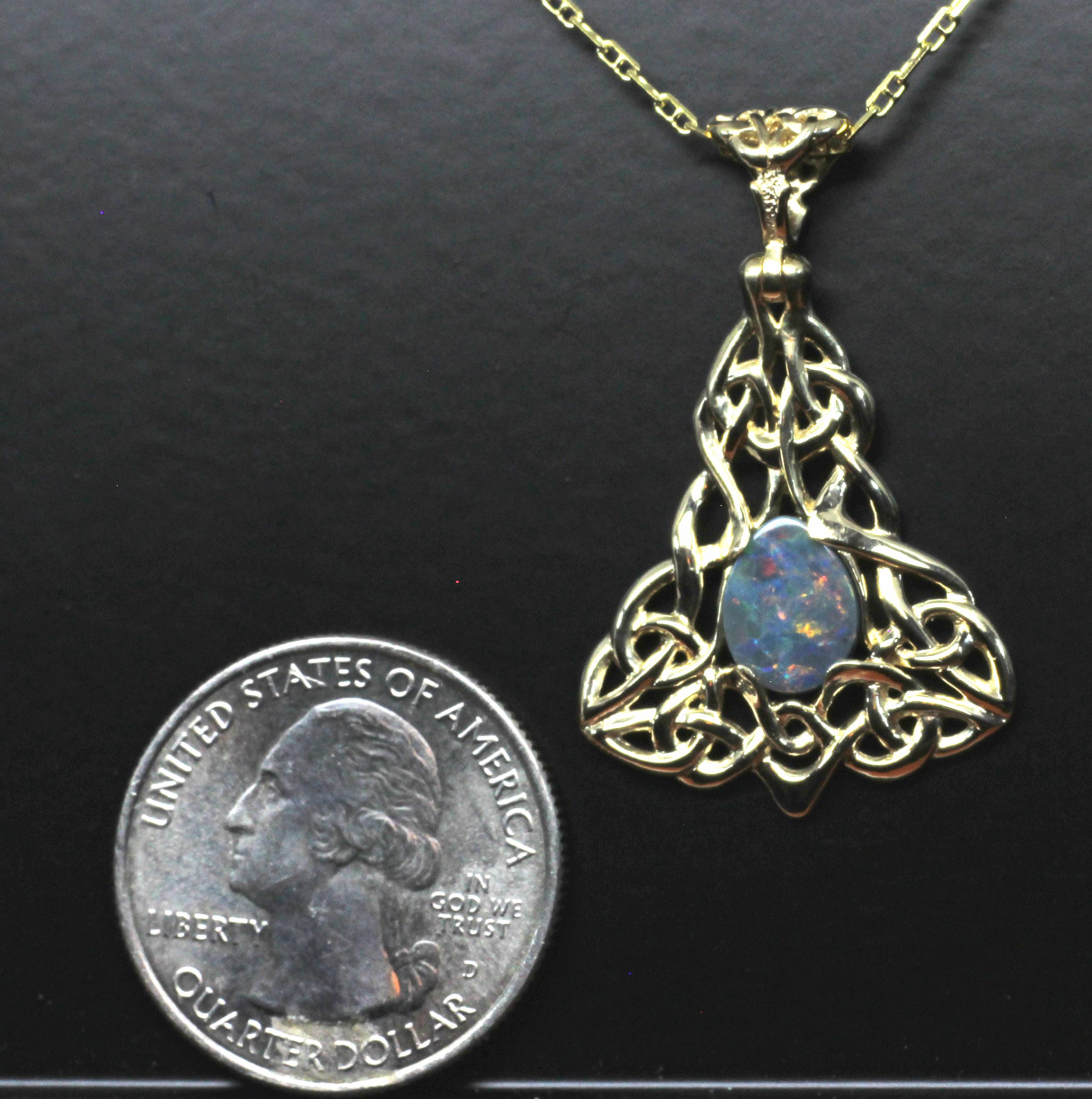 Black Opal Celtic Pendant In 14K - Image 5