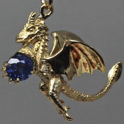 Sapphire dragon pendant