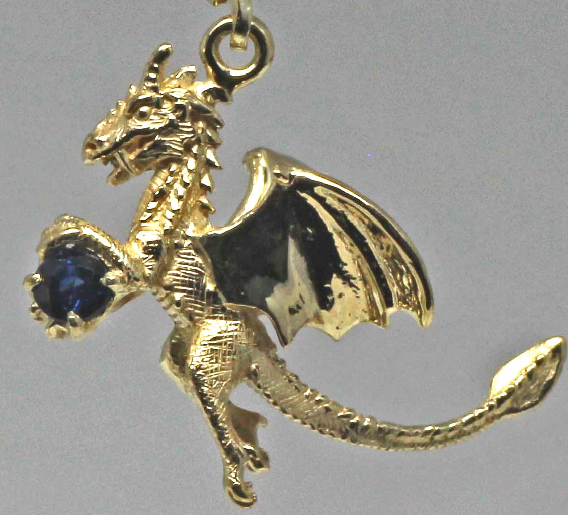 Sapphire Dragon Pendant In 14K Gold Postgate Celtic Jewelry Scottish