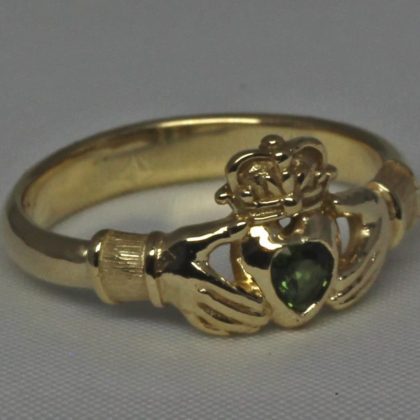 Tourmaline Claddagh Ring in 14K