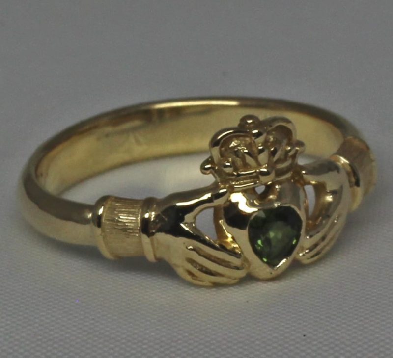 Tourmaline Claddagh Ring in 14K