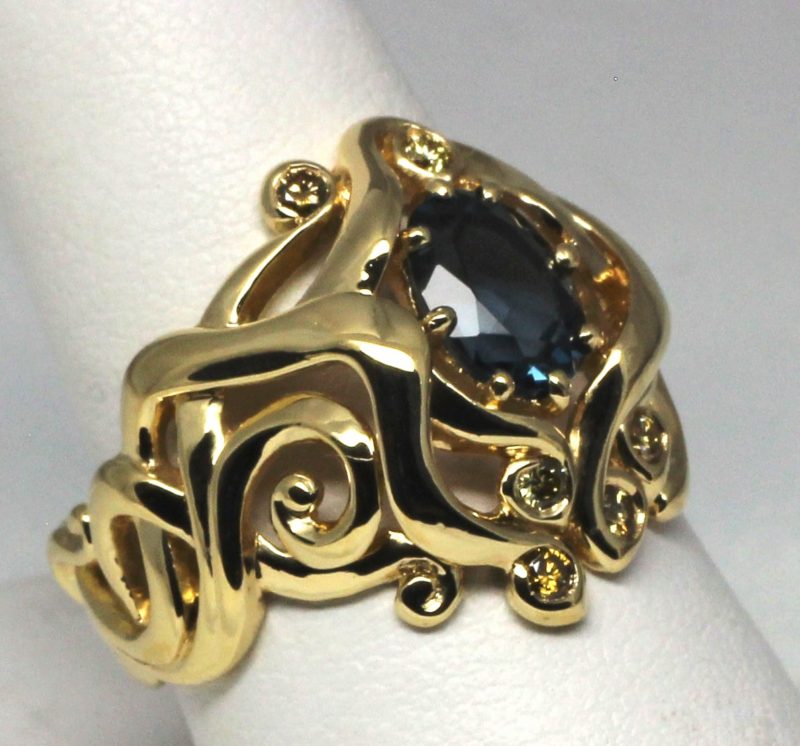 blue topaz Celtic Nouveau ring