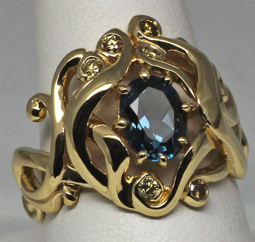 Blue Topaz Celtic Nouveau Ring - Image 4