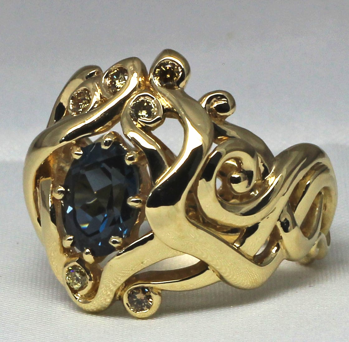 Blue Topaz Celtic Nouveau Ring - Image 5