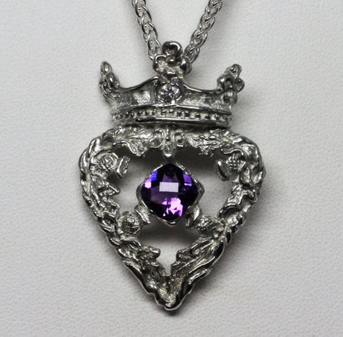 Luckenbooth amethyst pendant in sterling silver