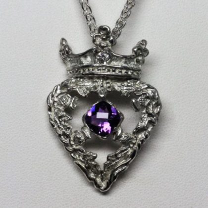 Luckenbooth amethyst pendant in sterling silver