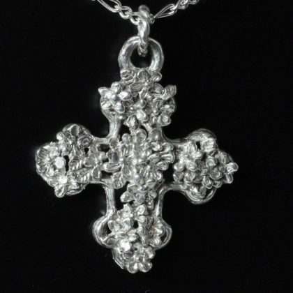 Irish Flower Cross in Sterling Silver