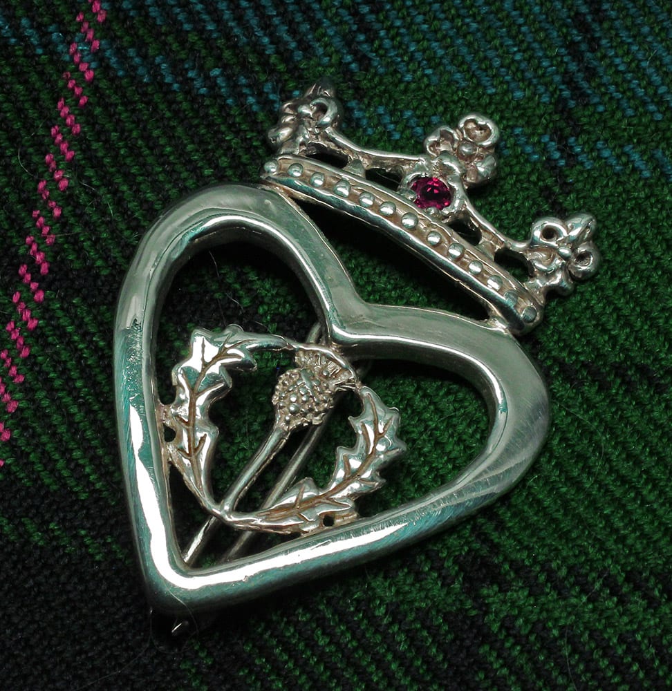 Luckenbooth ruby heart brooch