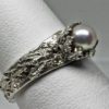 Pearl Oak Leaf Ring By Suzan Postgate size 7 in Sterling silver