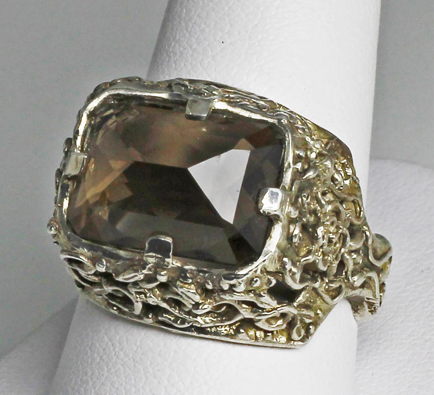 Tudor Bishops Ring faceted smoky quartz in Sterling silver By Suzan Postgate - Image 6