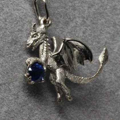White gold sapphire dragon