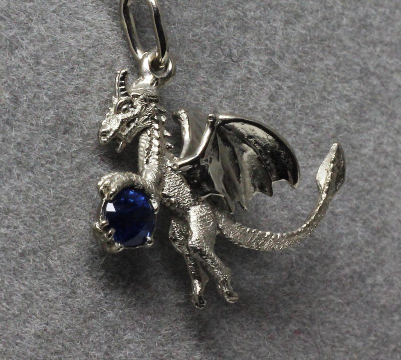 White gold sapphire dragon