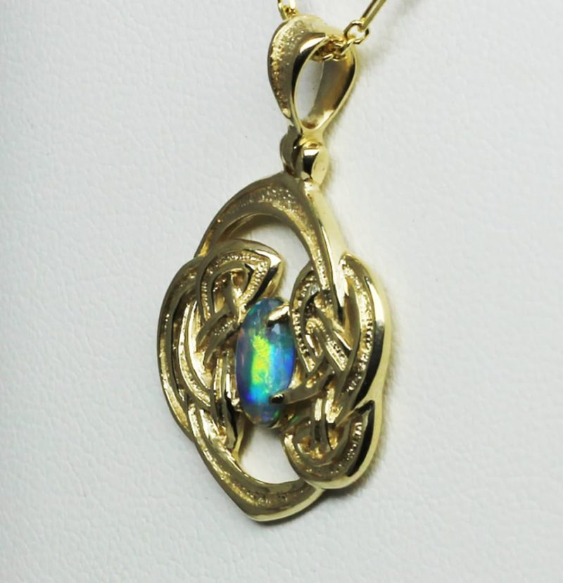 Celtic Black Opal Pendant By George Postgate In 14k Gold