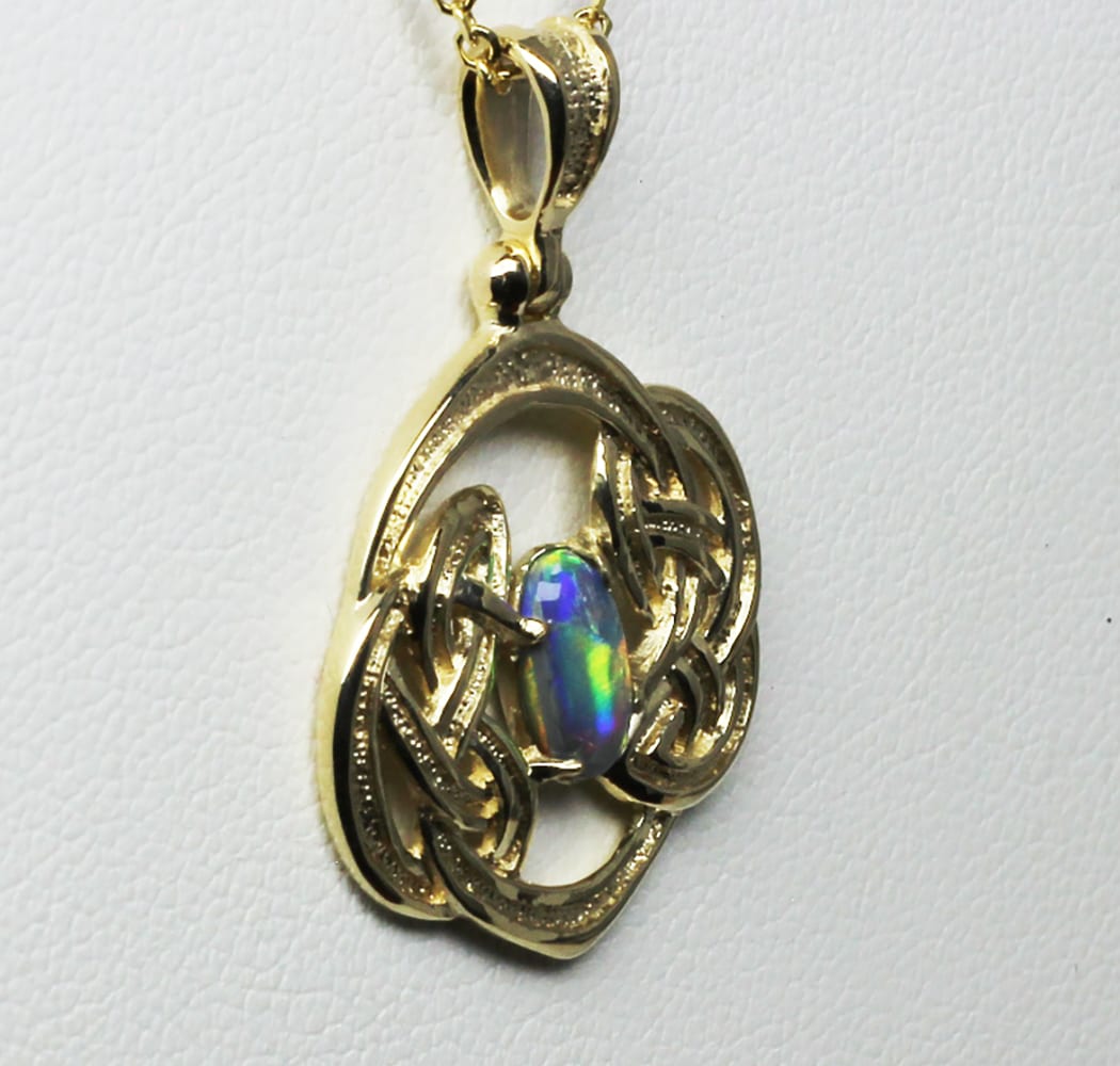 Celtic black opal pendant designed and made by George. - Image 3