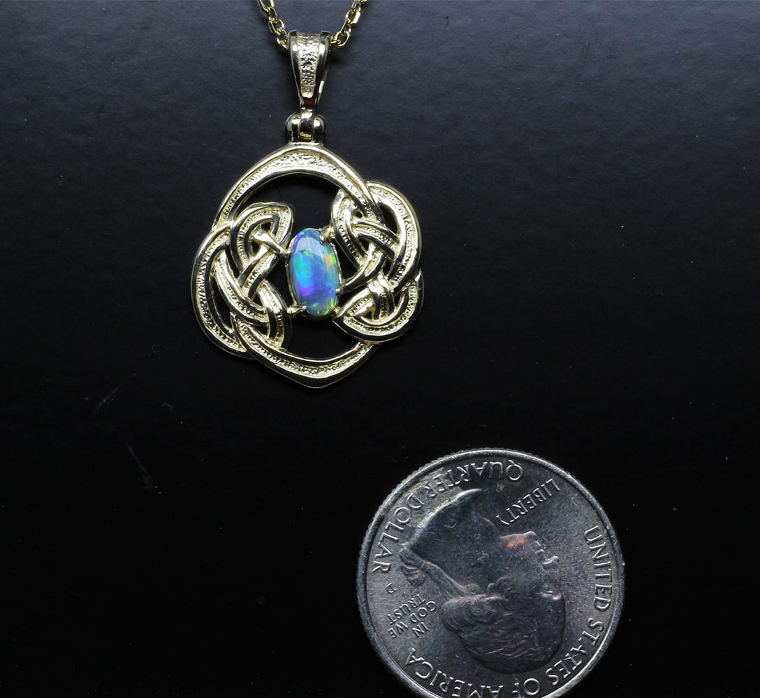 Celtic black opal pendant designed and made by George. - Image 5