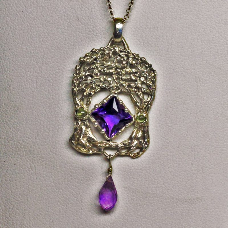 Entwining trees amethyst pendant by Suzan Postgate