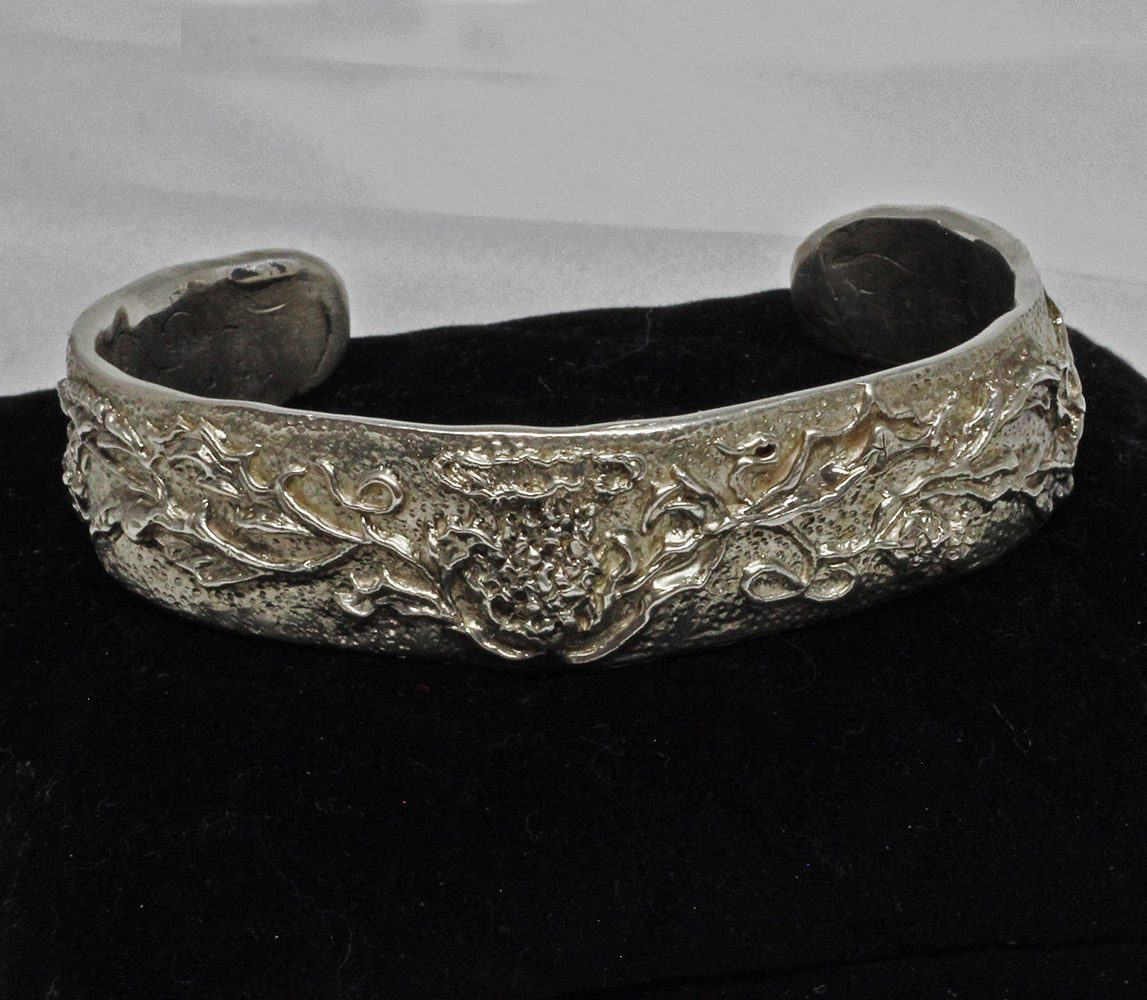 Scottish thistle silver bracelet in silver by Suzan Postgate