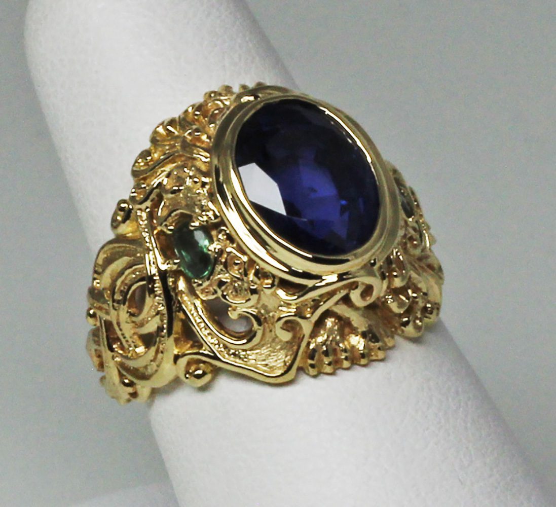 Custom Designs of 2022 Celtic Lion sapphire ring
