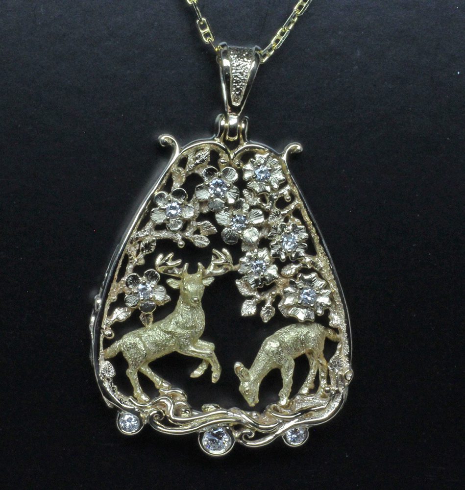 Custom Designs of 2022 Highland deer gold pendant 