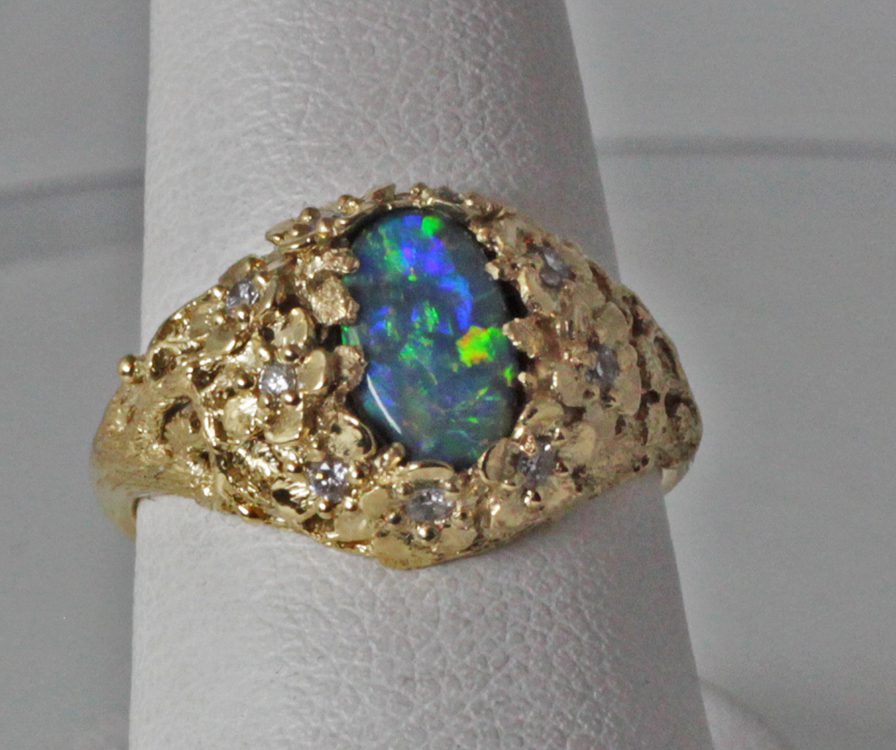 Black Opal Flower Ring - Image 2