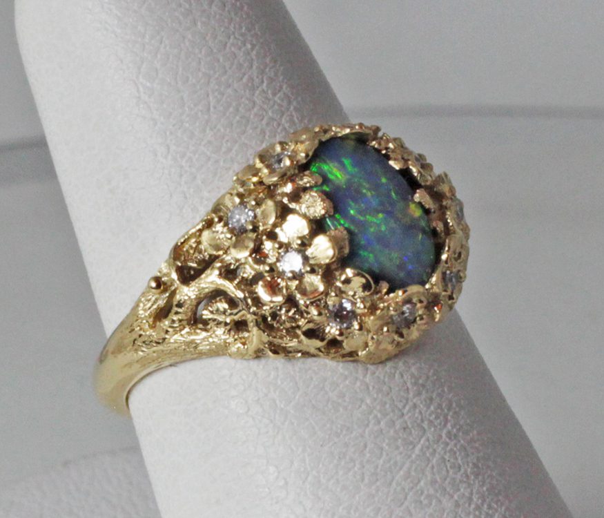 Black Opal Flower Ring - Image 5