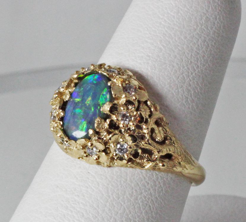 Black Opal Flower Ring - Image 6