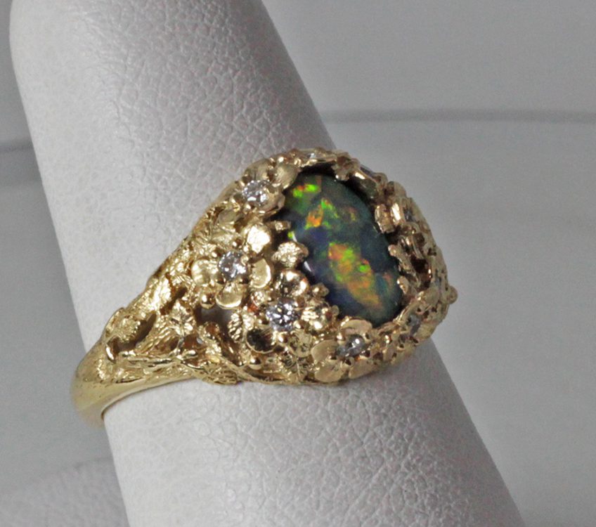 Black Opal Flower Ring - Image 7