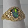 Black Opal Flower Ring 18K size 6