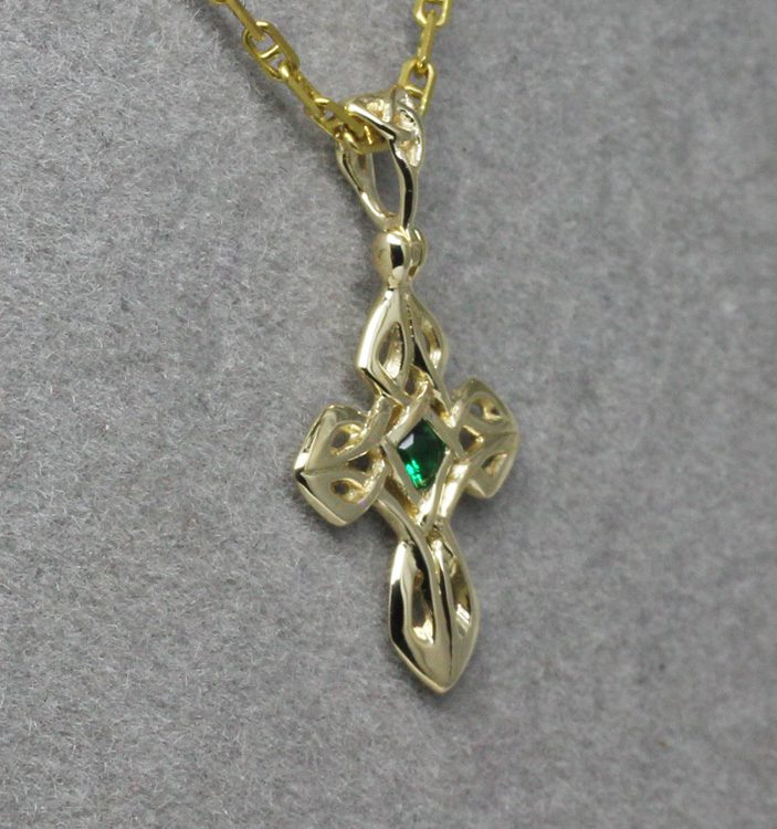 Celtic Gold Emerald Cross,