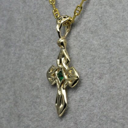 Celtic Gold Emerald Cross