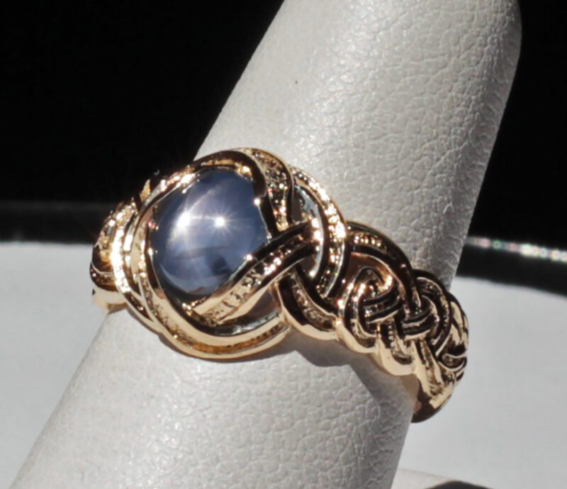 Celtic Star Sapphire Ring in 14K Size 6 1/2 designed and created by George Postgate