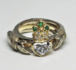 Custom Designs of 2022 Diamond gimbal Claddagh ring 