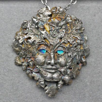 Geenman with opal eyes pendant in sterling silver,