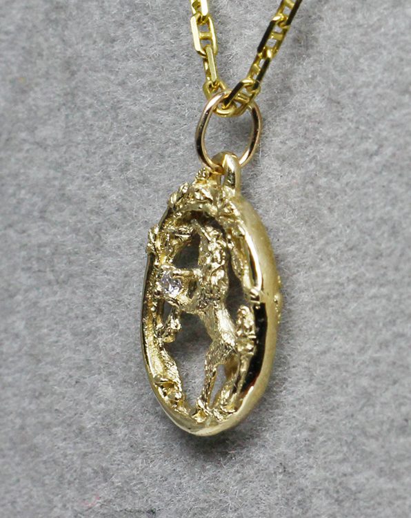 Golden Unicorn 14K diamond pendant - Image 4