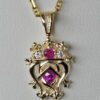 Luckenbooth Pink Sapphire Pendant in 18k with diamonds
