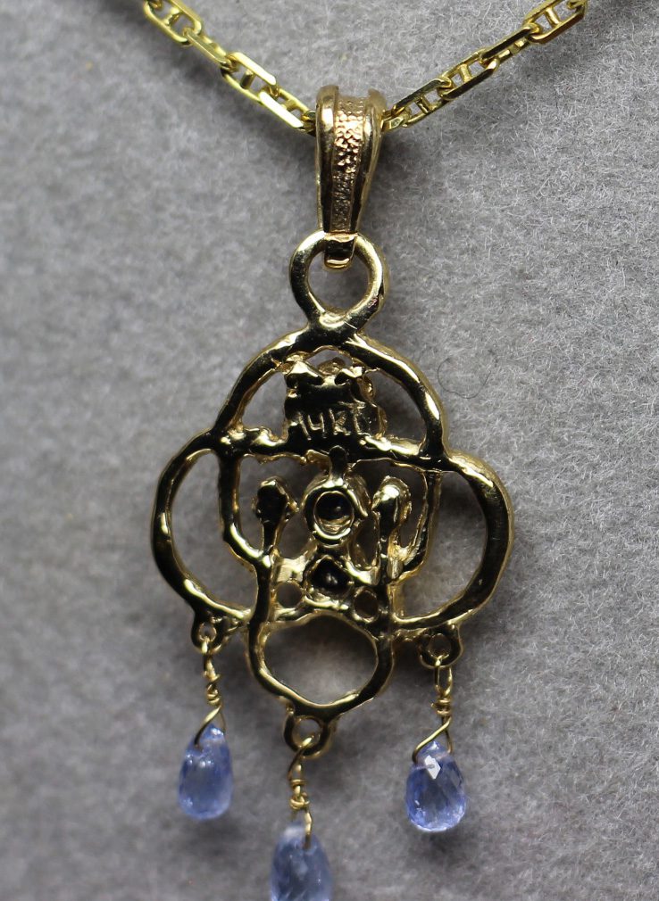 Mackintosh sapphire and topaz pendant in 14k by Suzan - Image 2