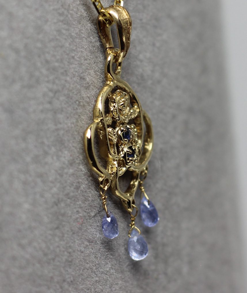 Mackintosh sapphire and topaz pendant in 14k by Suzan - Image 6